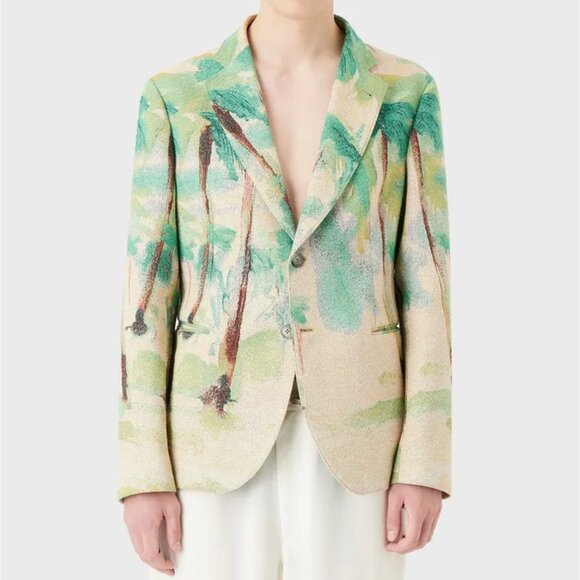 Emporio Armani jacket 48 US 38 tapestry with palm trees $895 blazer - Picture 2 of 10